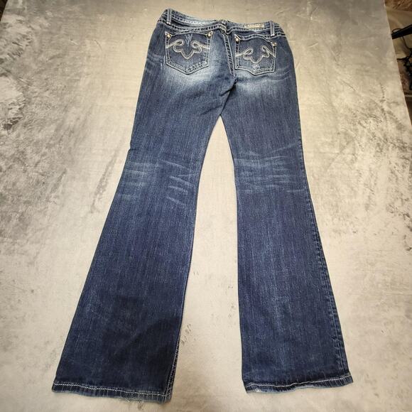 ReRock for Express Jeans Womens 6R Bootcut Stretch Distressed Embroidered Denim - Picture 10 of 11